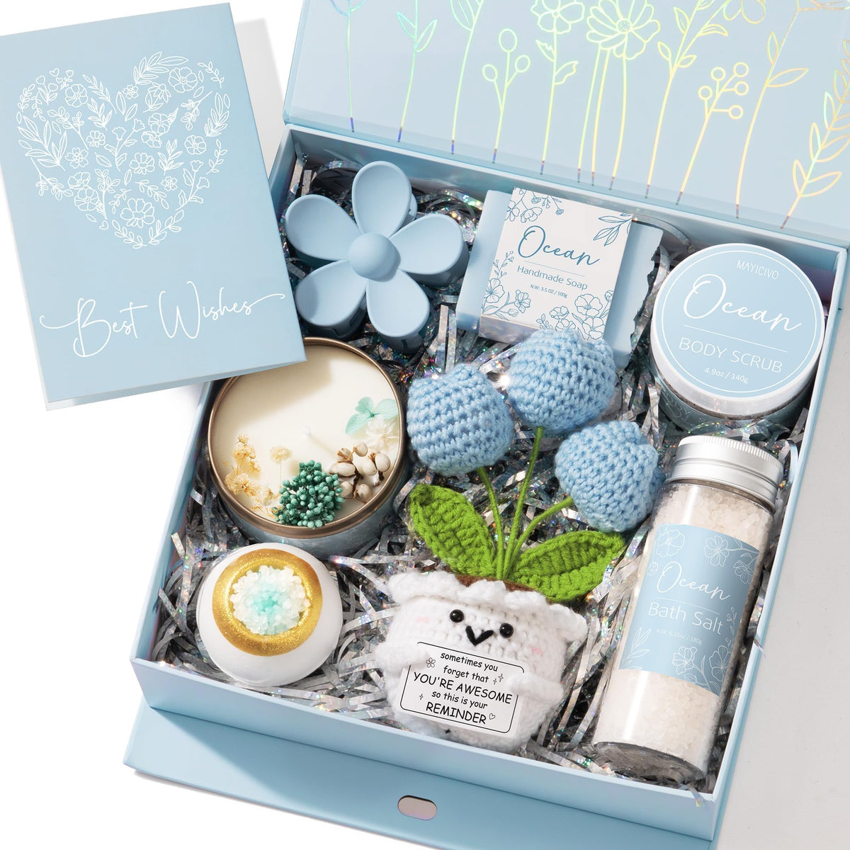 Mayicivo spa gift set shown in a stylish gift box for at-home pampering.