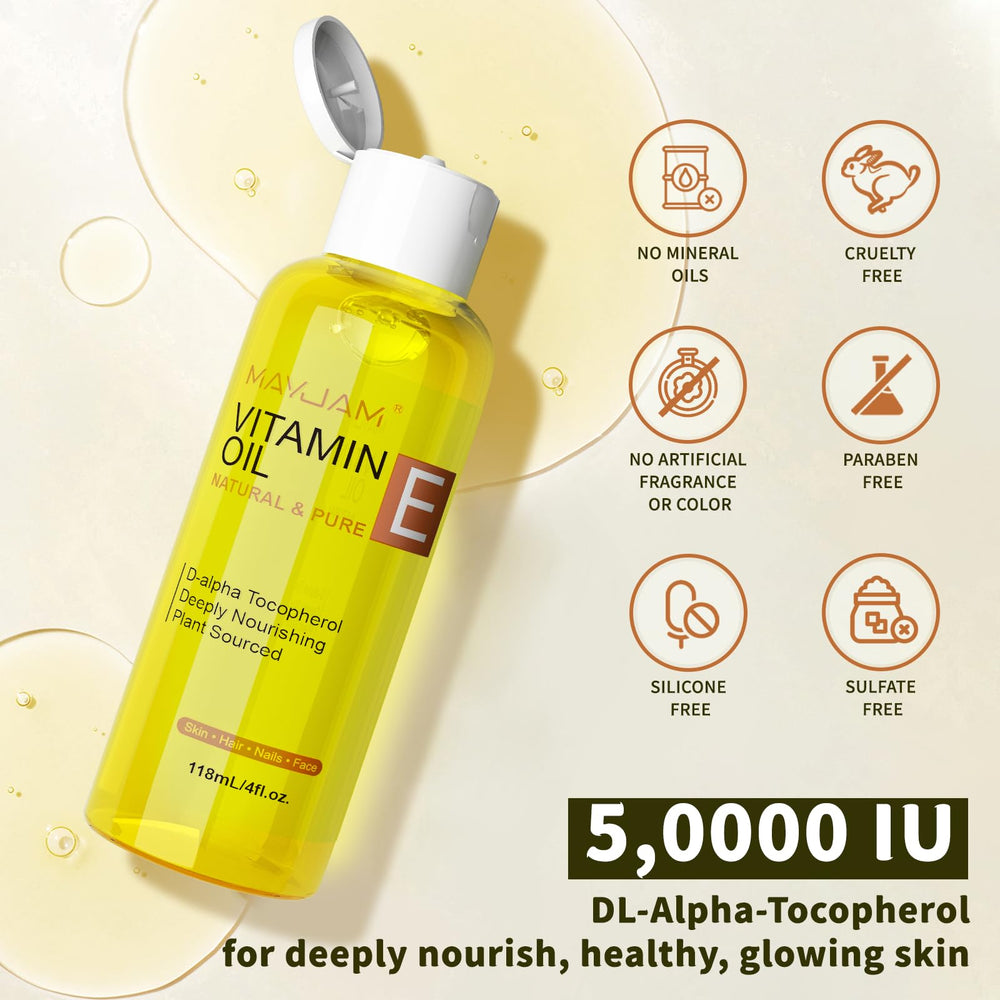 MAYJAM Vitamin E Oil pump dispenser shown for easy application