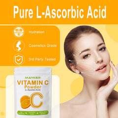 MAYKER Poudre vitamine C fin pot-verre — pratique pour préparer des soins maison.