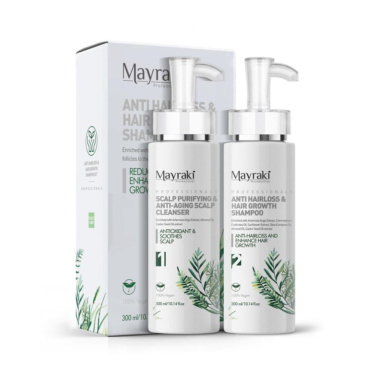 Mayraki Professional daily-use bottle, volumizing formula for fine hair.