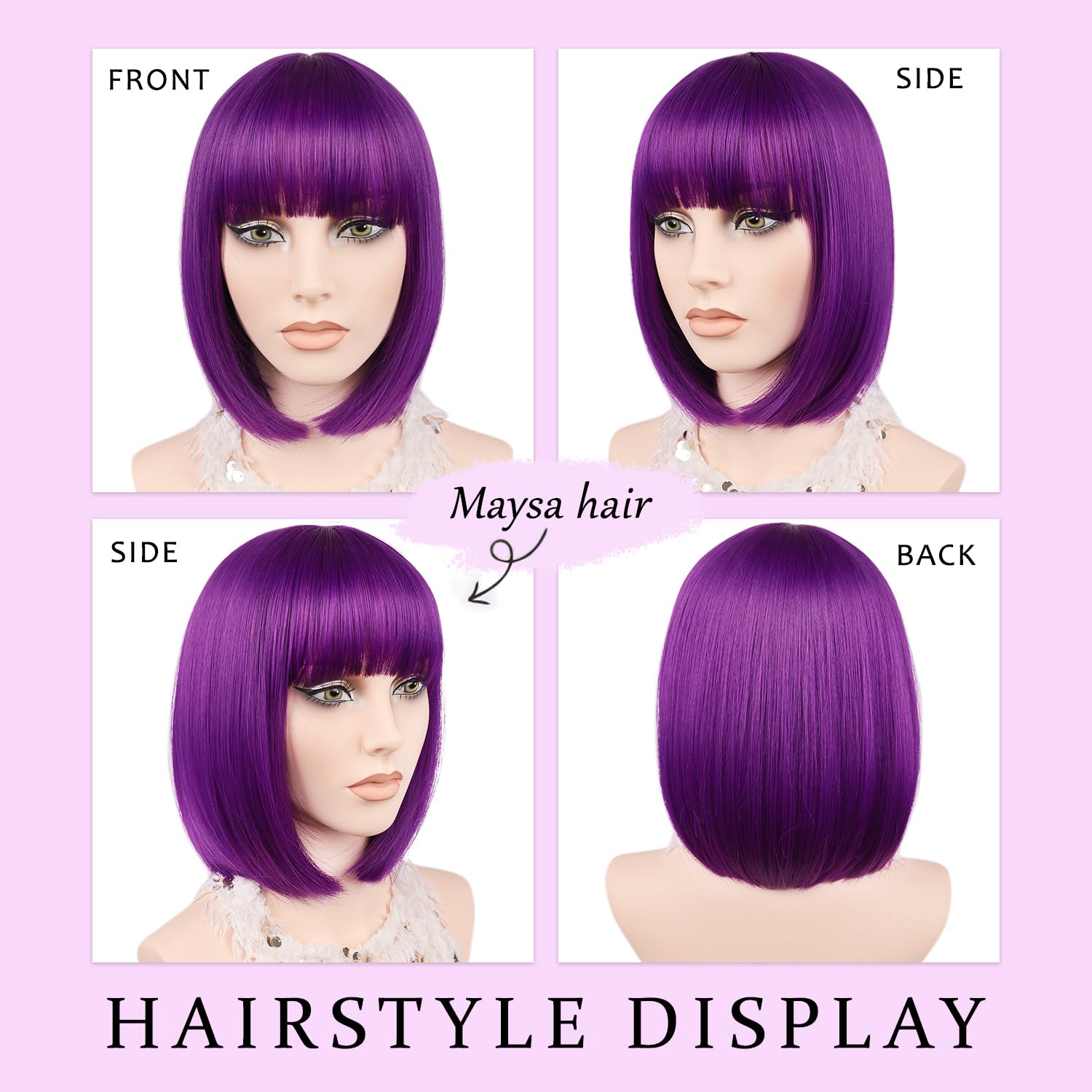 MAYSA purple wig in daily and cosplay setup for versatile looks