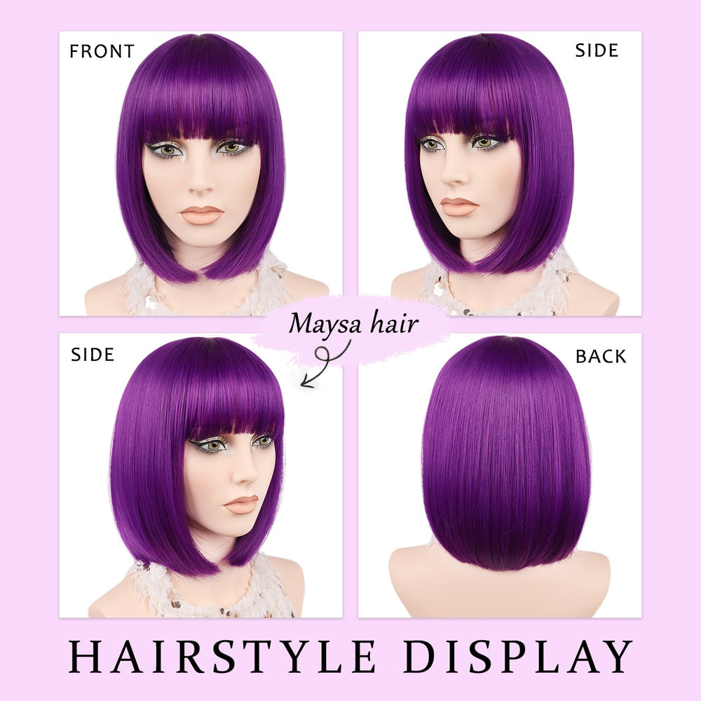 MAYSA purple wig in daily and cosplay setup for versatile looks