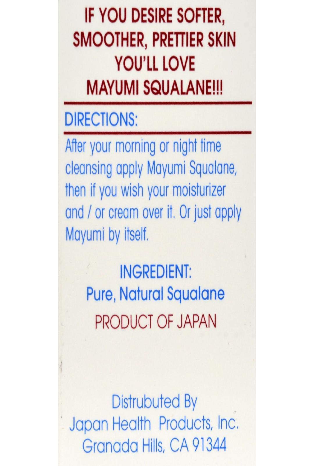 Mayumi Squalane Skin Oil applied to dry skin for soothing hydration.