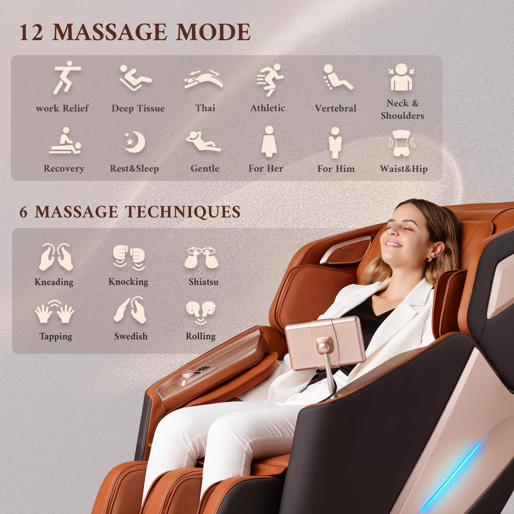 Mazzup 4D massage chair highlighting 32 air cells for targeted compression