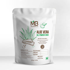 MB Herbals Aloe Vera Gel Powder 200X applied in hair care for added moisture.