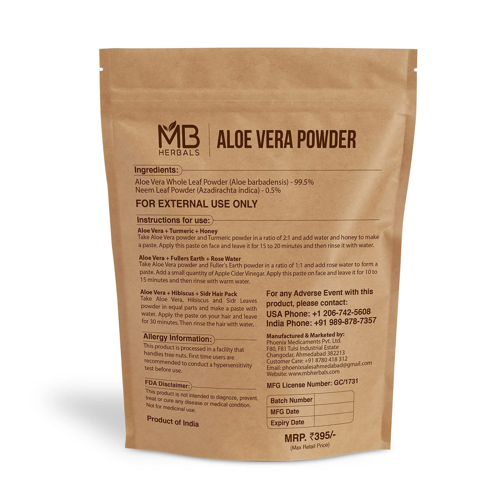 Close-up of MB Herbals Aloe Vera Powder texture for DIY masks.