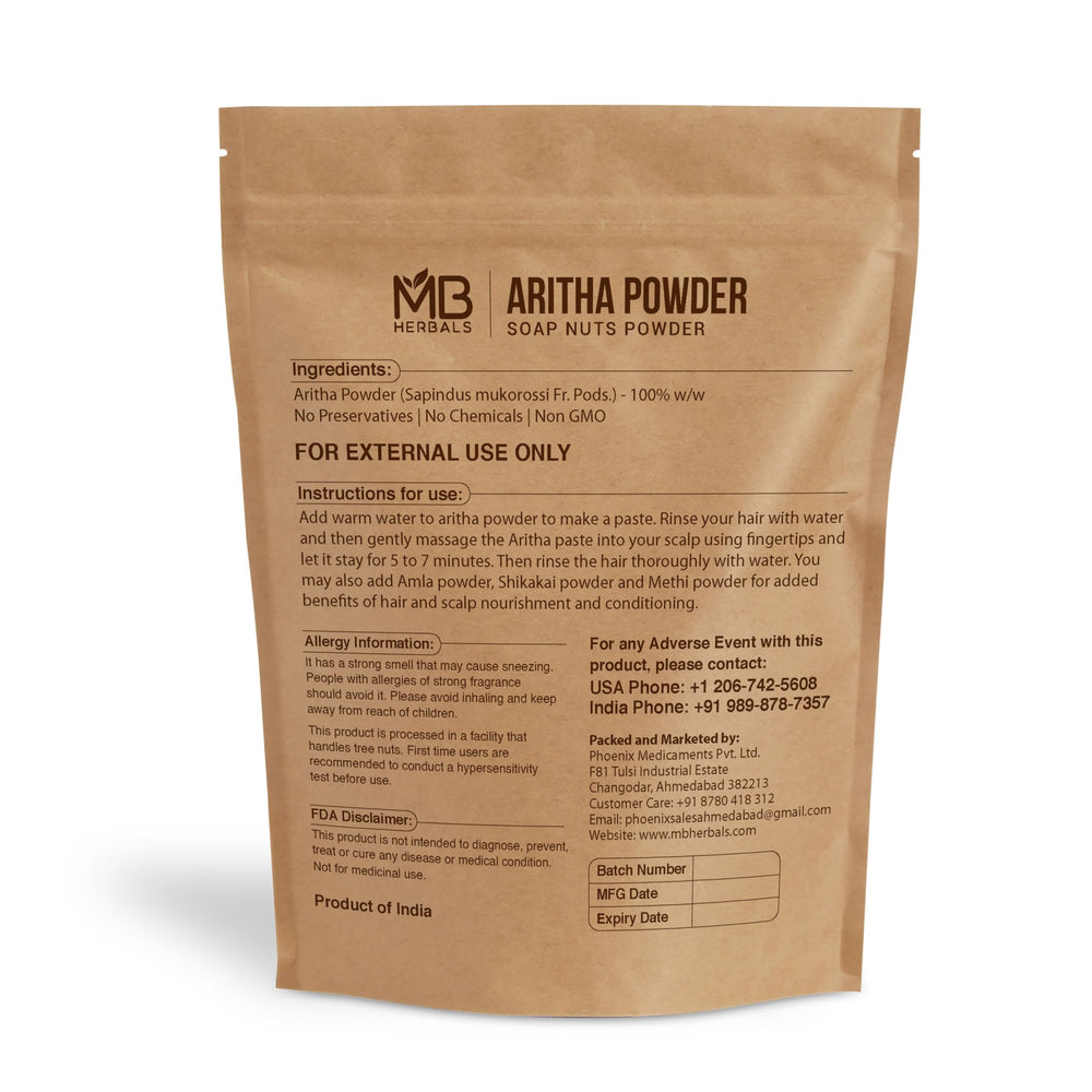 MB Herbals Aritha powder dust, a chemical-free cleansing option