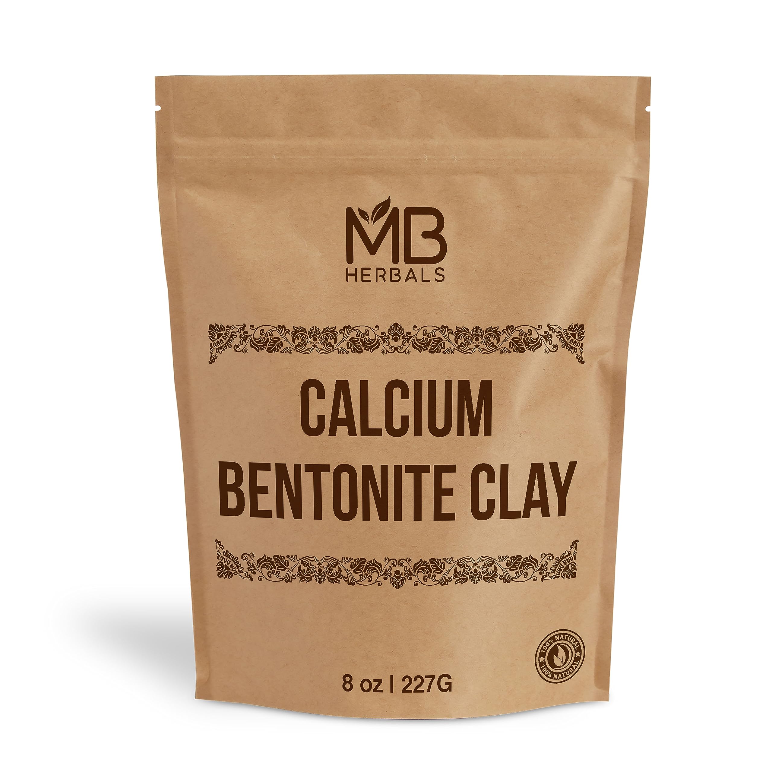 MB Herbals Calcium Bentonite Clay Powder 8 oz packaging for DIY skincare