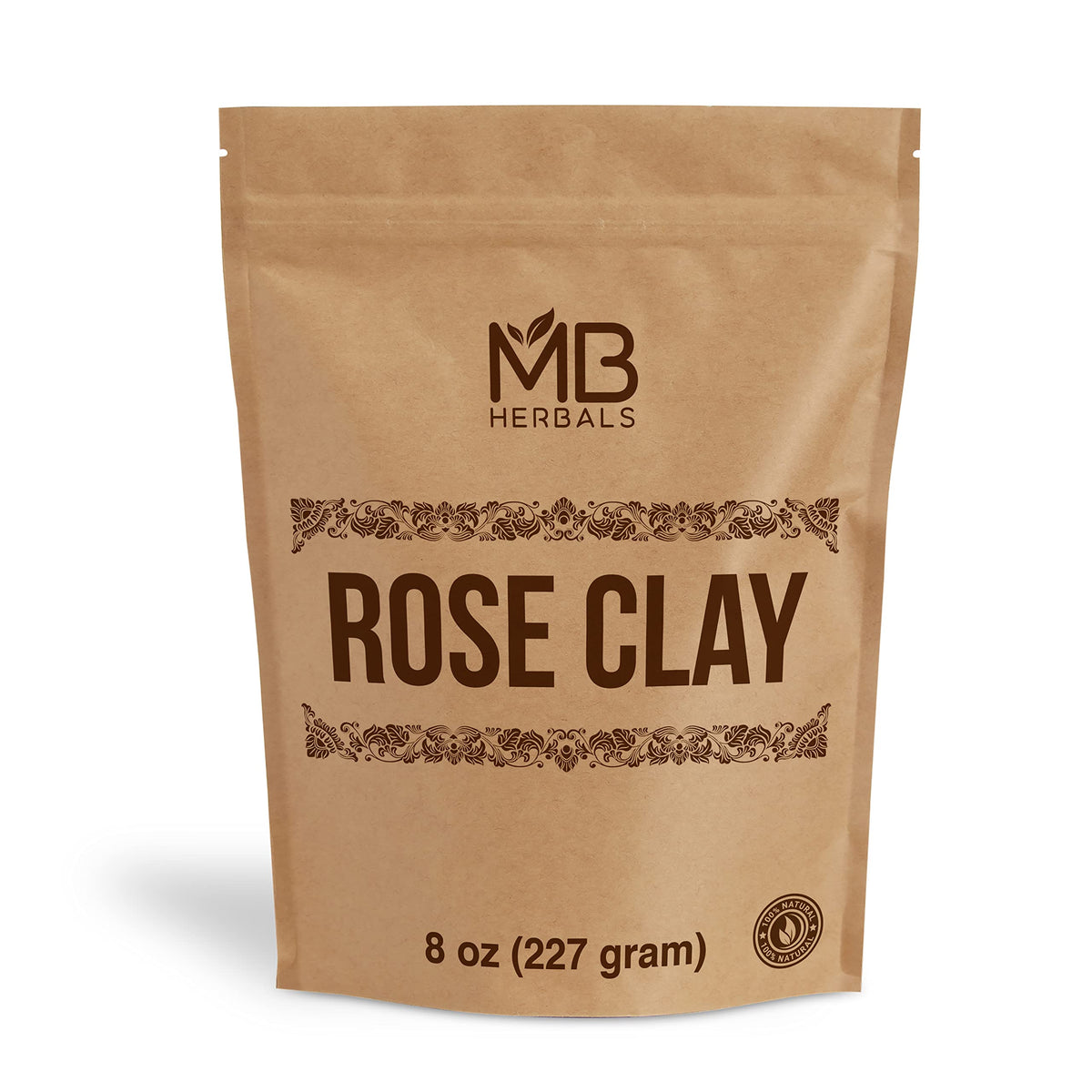 MB Herbals Rose Clay 8 oz jar showing pink kaolin clay for gentle oil control
