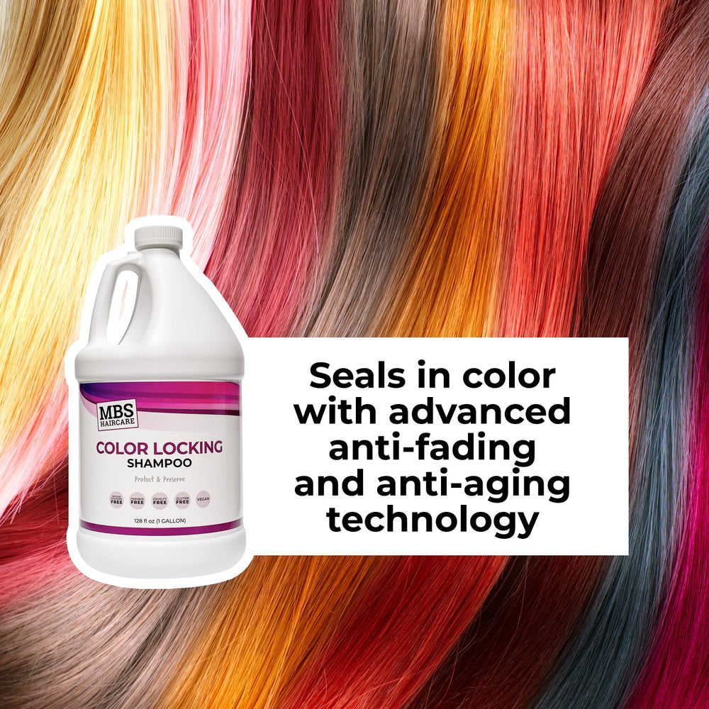 MBS Haircare Color Locking Shampoo in gallon size signals value for frequent color maintenance