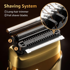 Mbzoey shaver head detail with precision blades and micro comb tech