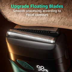 Mbzoey Emerald Green shaver side view with ergonomic grip.