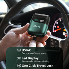 Mbzoey Emerald Green shaver USB-C charging for fast top-ups.