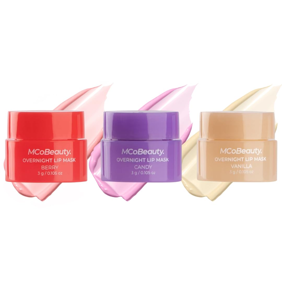 MCoBeauty Double Duty Lip Mask Deluxe Trio packshot for all-day moisture and overnight pampering
