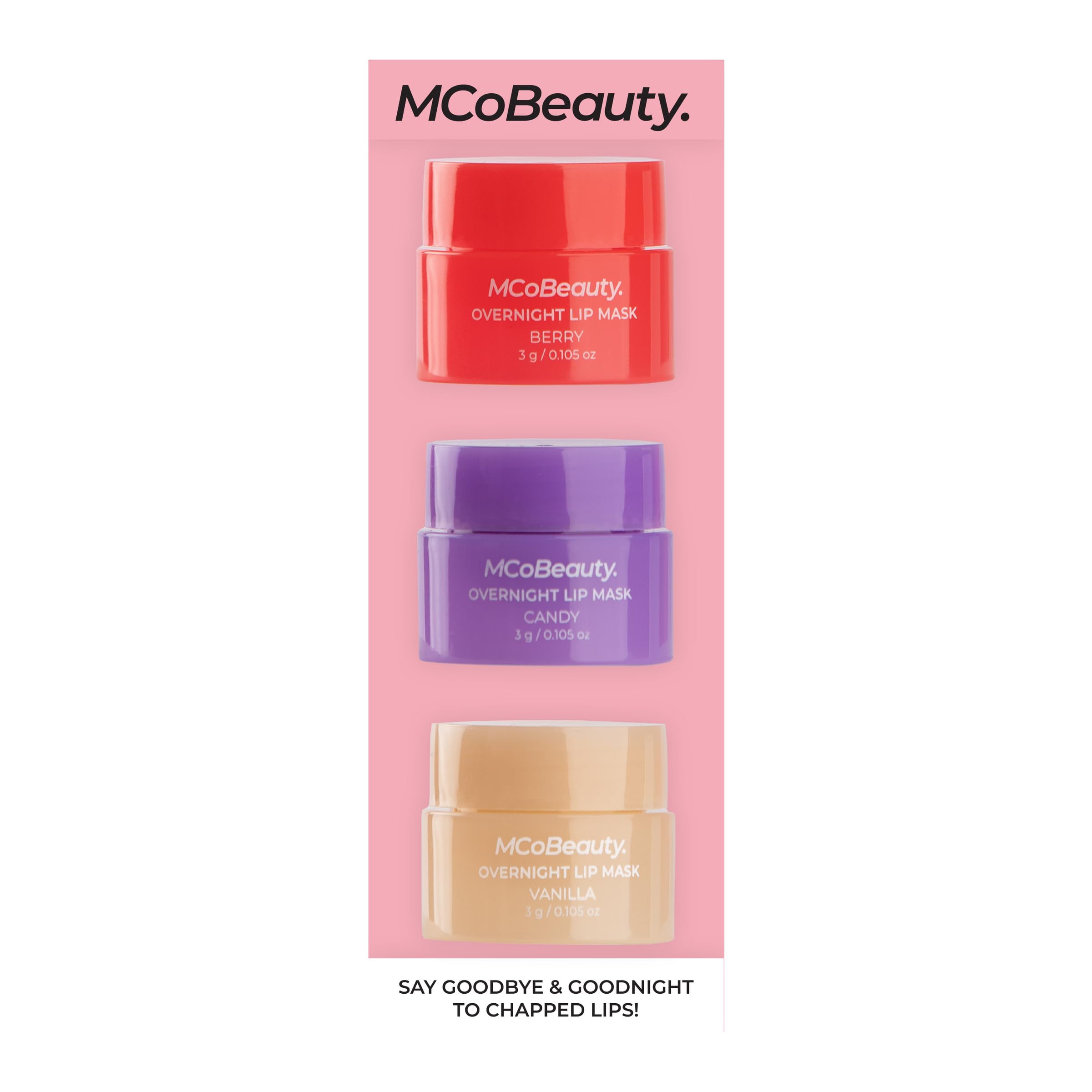 MCoBeauty Lip care trio in bag for on-the-go moisture and quick touch-ups