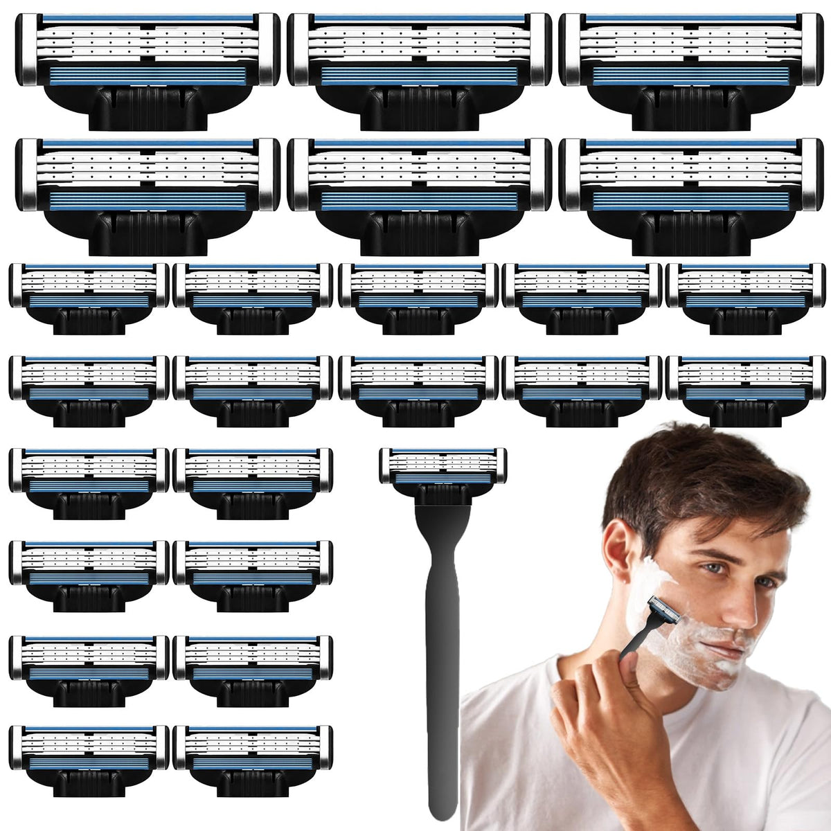 MCJWWK razor blade refills 24-pack for long-lasting, smooth shaves.
