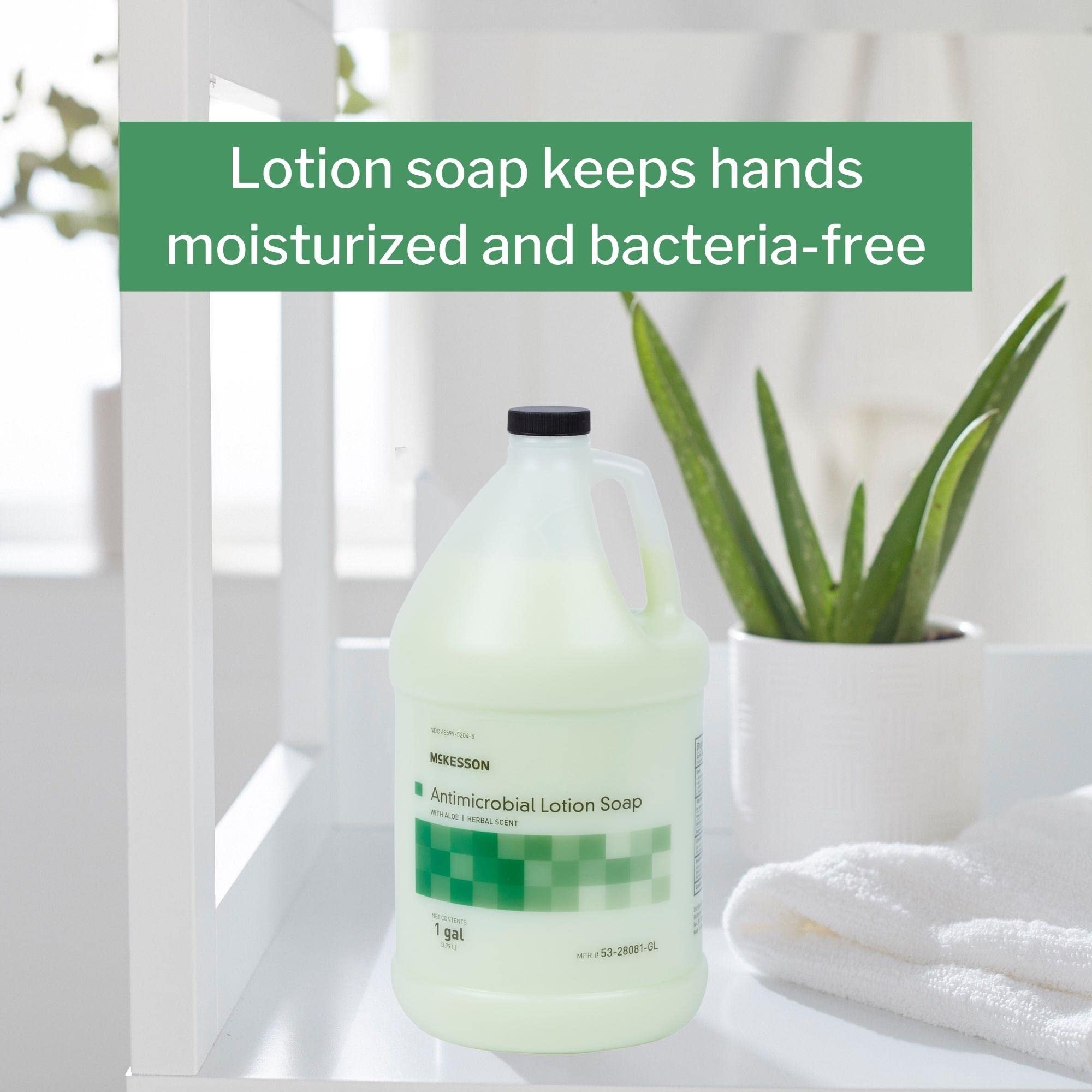 McKesson antimicrobial hand soap 1gal bottle side view for refill settings