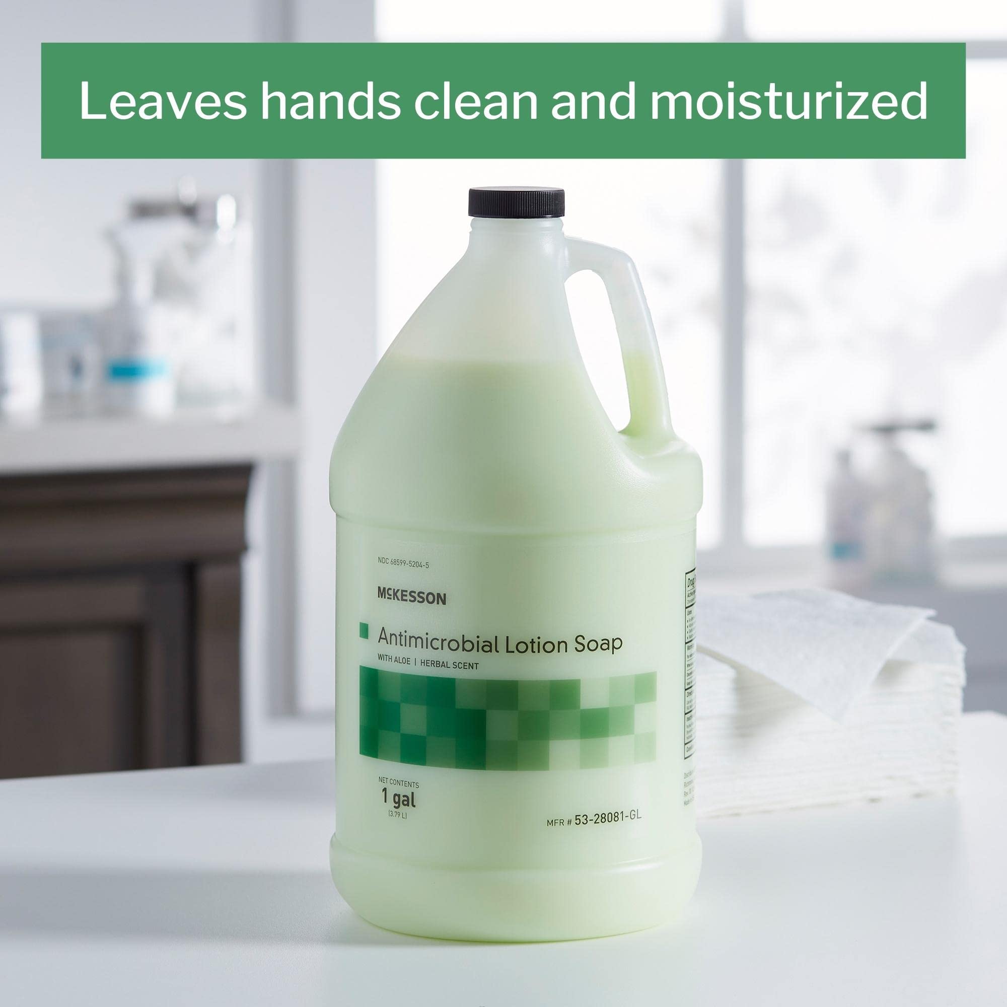 McKesson antimicrobial hand soap cap close-up for secure storage