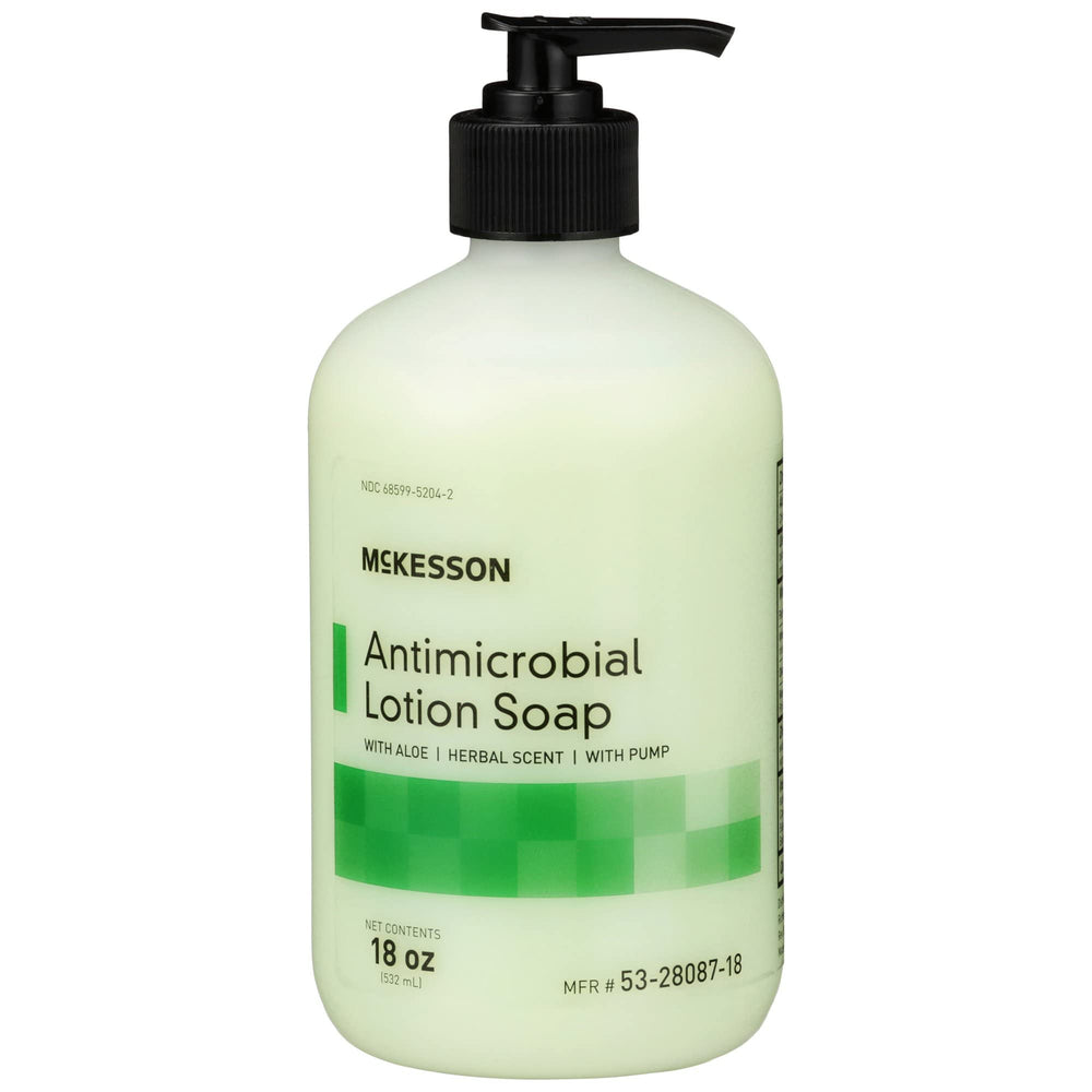 McKesson antimicrobial hand soap bottle with aloe for gentle cleansing