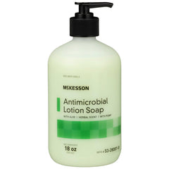 Close-up of the pump demonstrates easy, controlled dispensing of McKesson hand soap.
