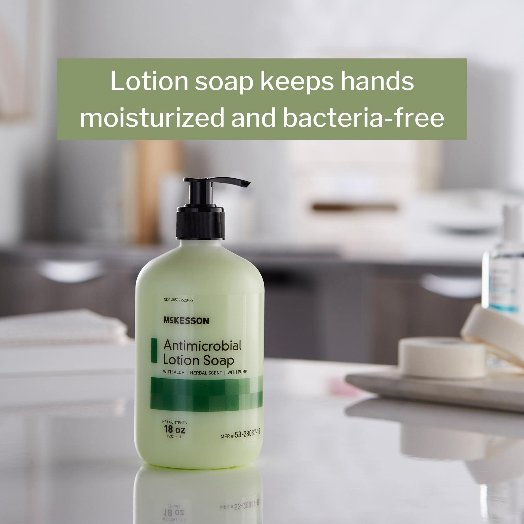McKesson antimicrobial hand soap pump dispensing for quick use