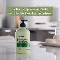 McKesson antimicrobial hand soap pump dispensing for quick use