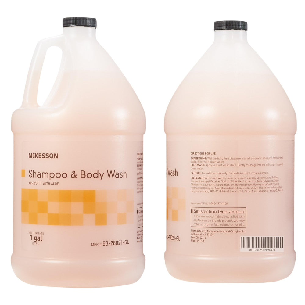 McKesson apricot-scent body wash bottle for daily cleansing