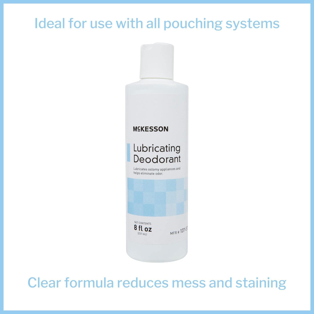 McKesson clear-formula-ostomy-deodorant prevents staining on clothes and furniture.