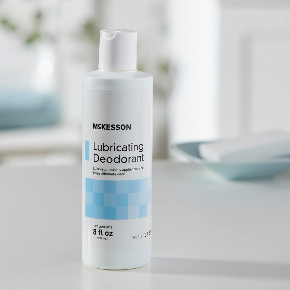 McKesson easy-application-ostomy-deodorant facilitates smooth squeezing during routines.