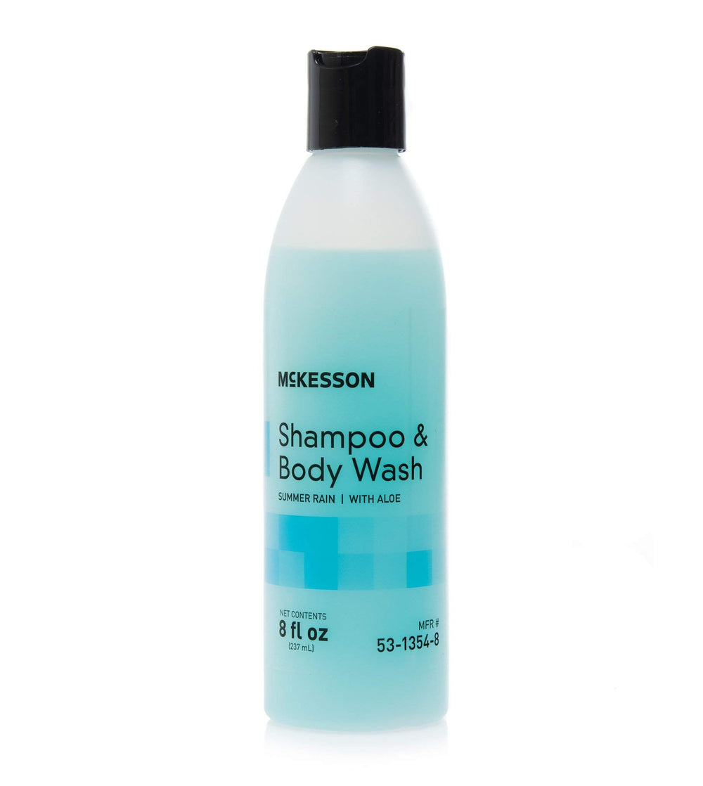 McKesson after-shower routine image shows easy 2-in-1 care.