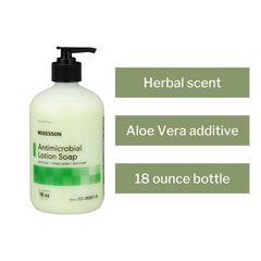Closeup of aloe-infused lotion texture in McKesson soap