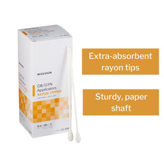 Rayon-tip detail on McKesson OB/GYN applicator for gentle contact.