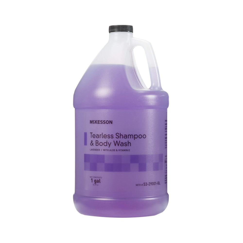 McKesson shampoo and body wash lavender bottle pour for gentle cleansing