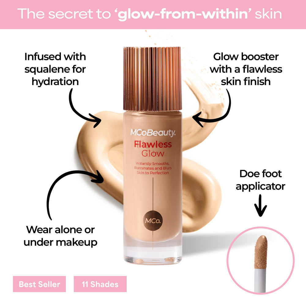 MCoBeauty Flawless Glow liquid texture blends easily for buildable luminosity