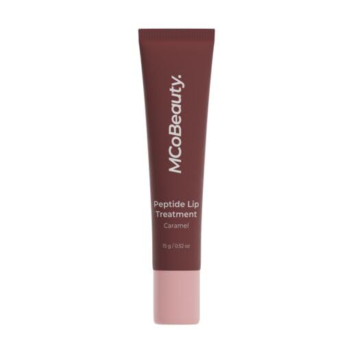 MCoBeauty Peptide Lip Treatment Caramel gloss swirl showing smooth texture and glow