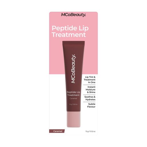Lips wearing MCoBeauty Caramel lip treatment for shine and moisture