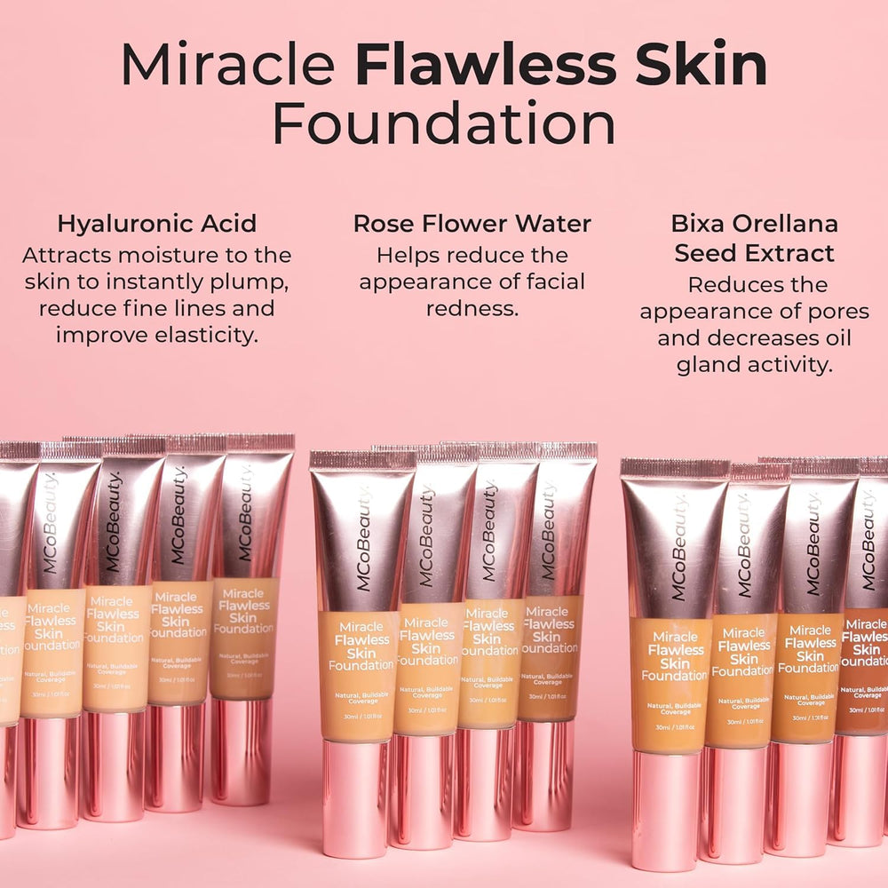 MCoBeauty application with brush or sponge for seamless blending.