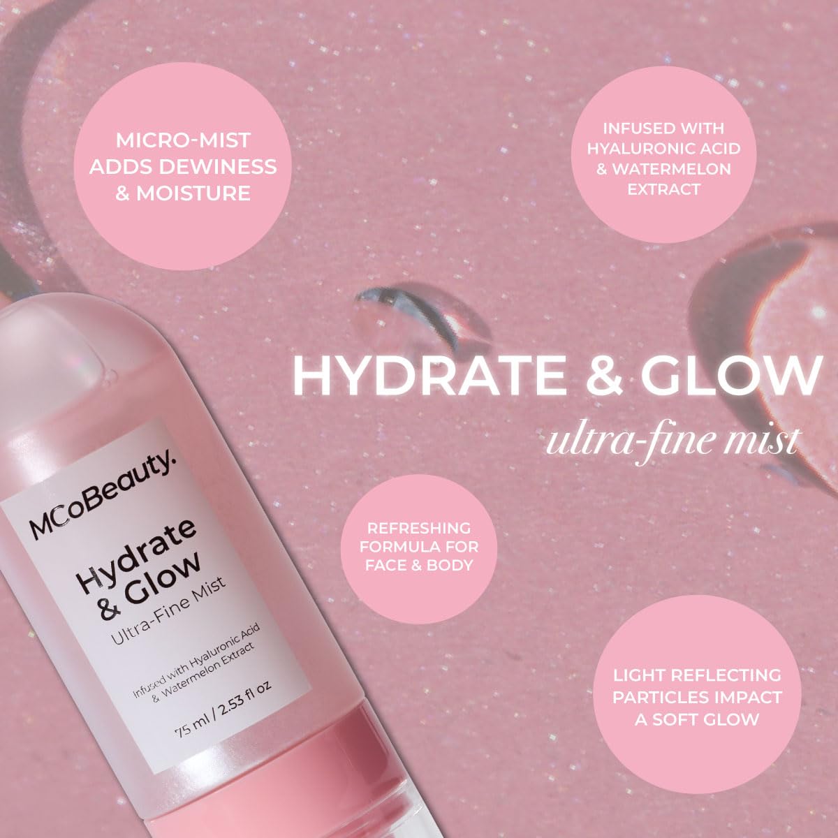 MCoBeauty Fine Shimmer particles create radiant highlights on skin.