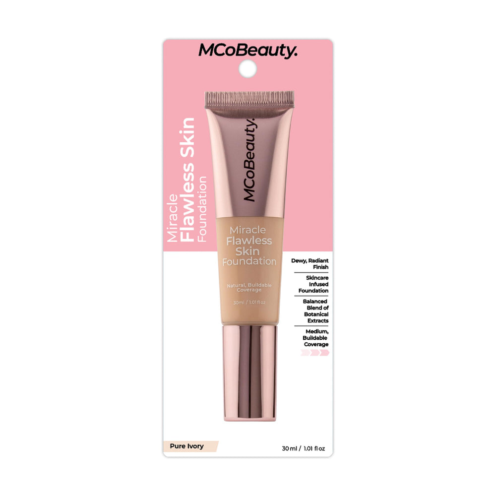 MCoBeauty Miracle Flawless in-use with sponge shows buildable coverage