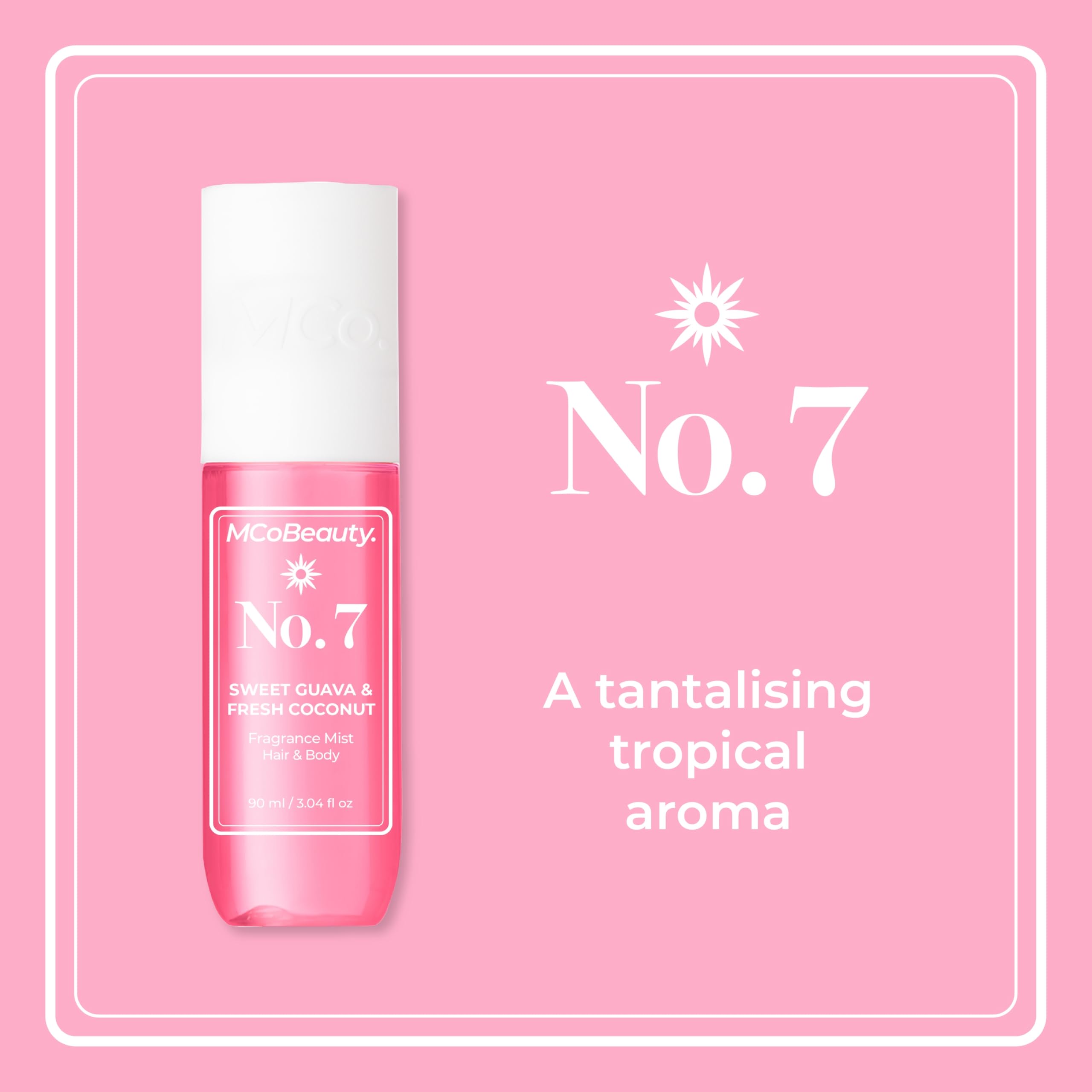 MCoBeauty Fragrance Mist No.7 bottle on shelf signals a versatile, wearable fragrance option.