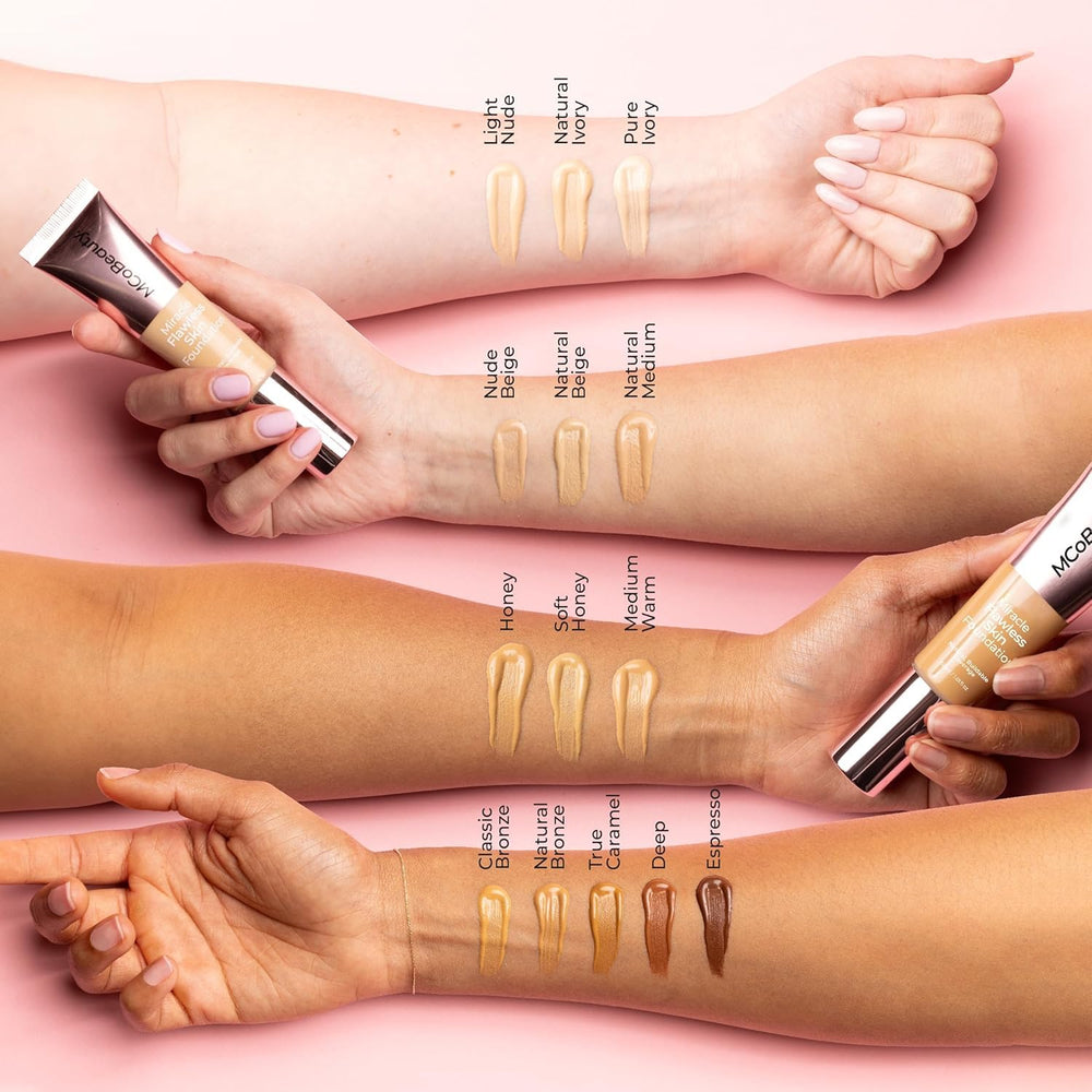 MCoBeauty close-up swatch reveals blendable, lightweight texture.