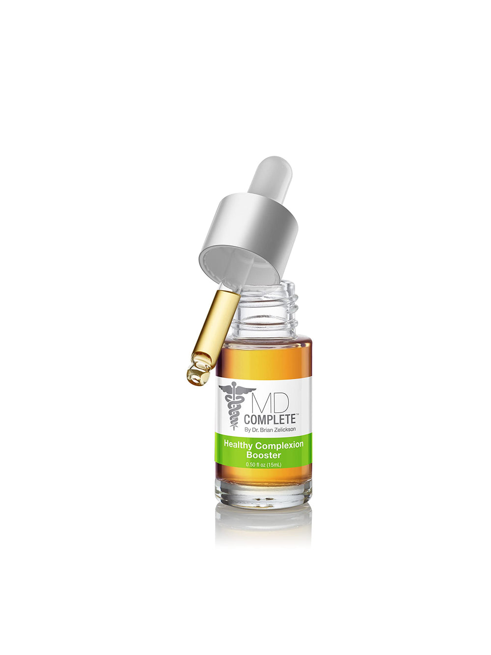MD Complete Acne Clearing Complexion Booster Serum application demonstrates smooth texture and quick absorption.