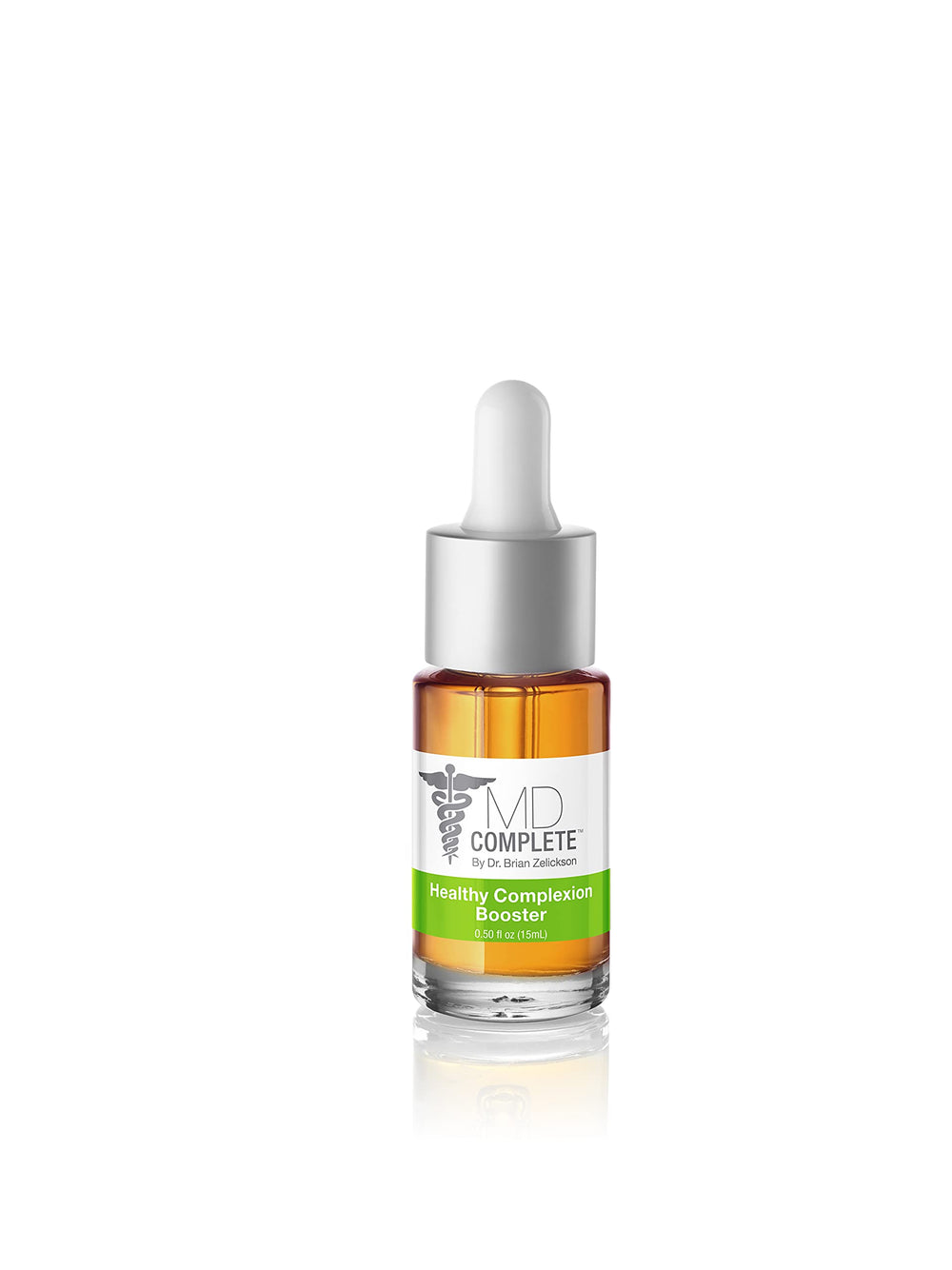 MD Complete Acne Clearing Complexion Booster Serum bottle promotes calm, even skin.