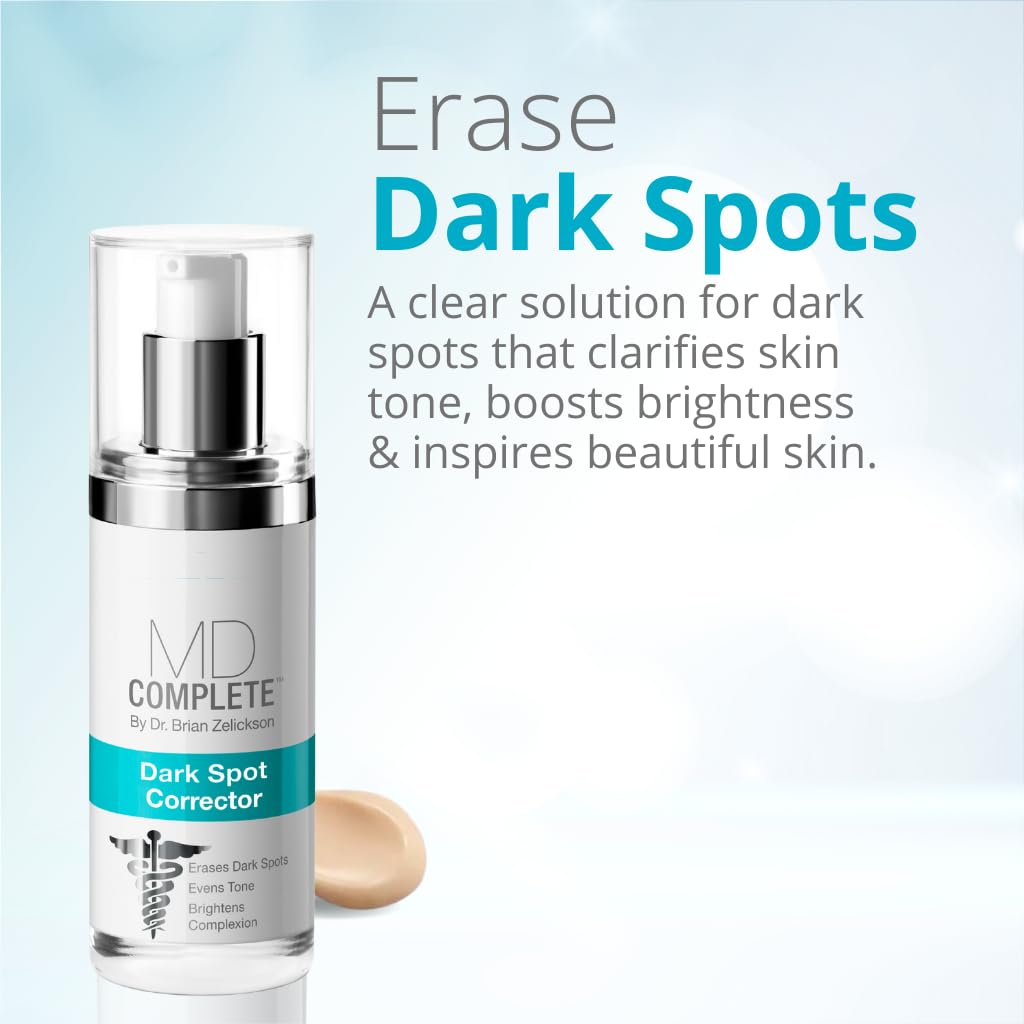 MD Complete Dark Spot Corrector before-after concept suggesting potential dark spot reduction over time
