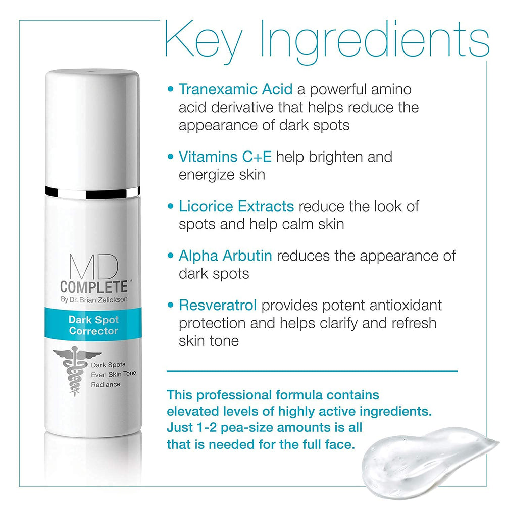 MD Complete Dark Spot Corrector packaging box signaling clinical-grade formula for dark spot correction