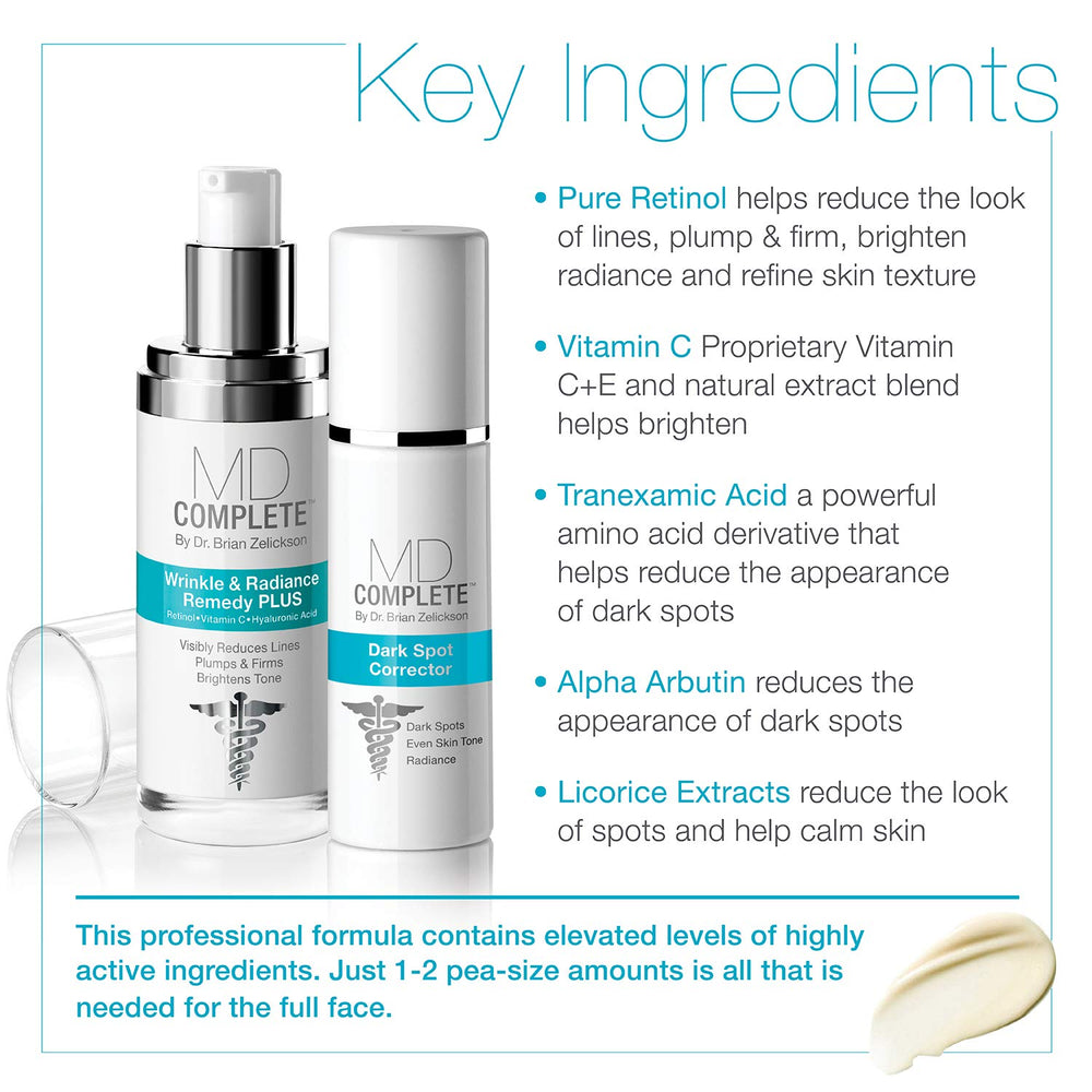 MD Complete Dark Spot Duo texture close-up shows creamy consistency for easy blending.