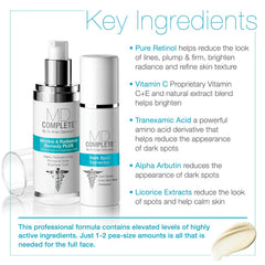MD Complete Dark Spot Duo texture close-up shows creamy consistency for easy blending.