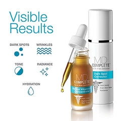 MD Complete Retinol Vitamin C Serum bottle for smoother texture.