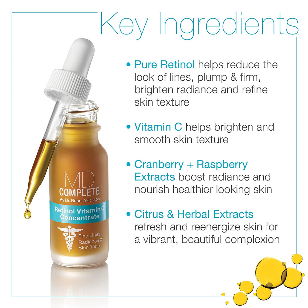 Ingredient panel highlighting retinol, vitamin C, and peptides on product box.