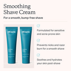 MDacne Shaving Cream application swirl showing smooth glide for sensitive skin.